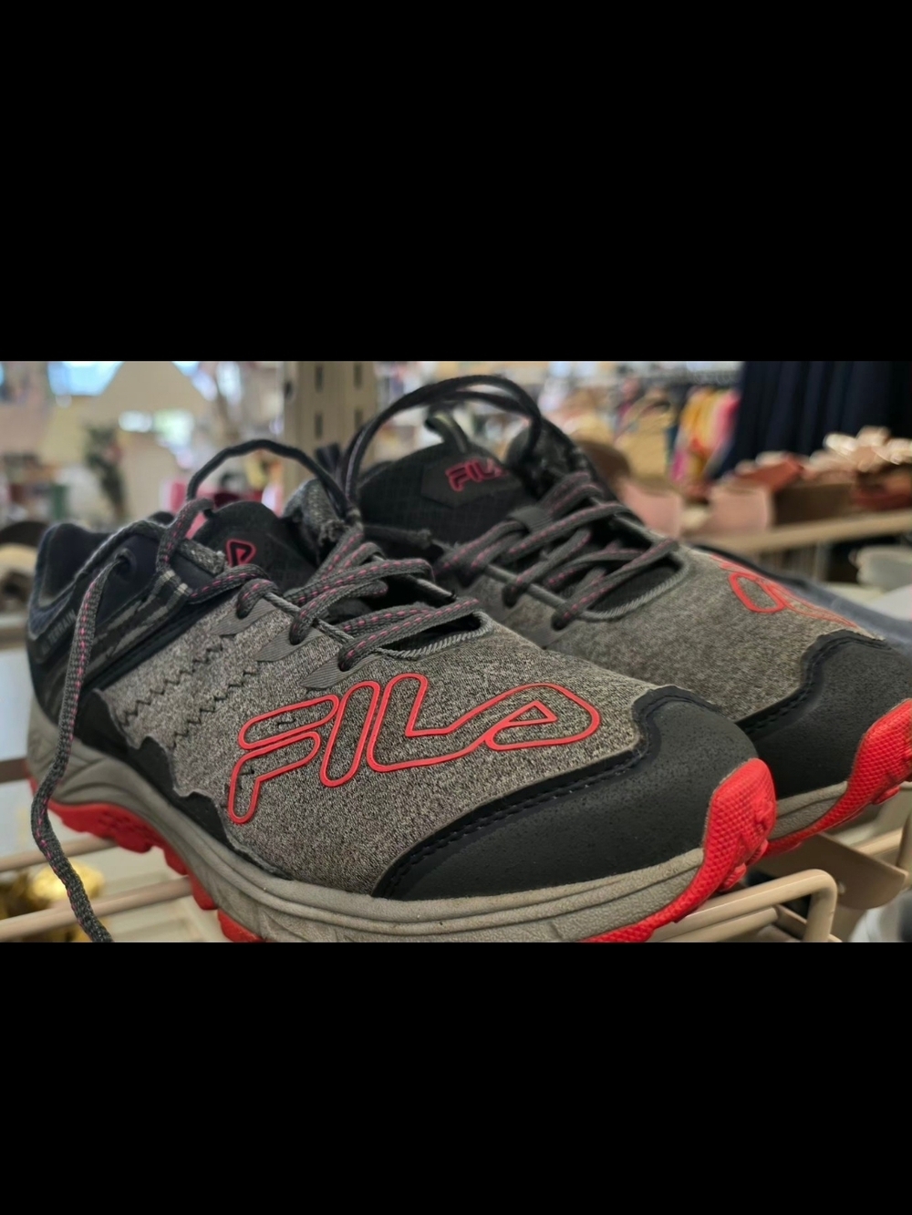 FILA Gray and Red Athletic Sneakers